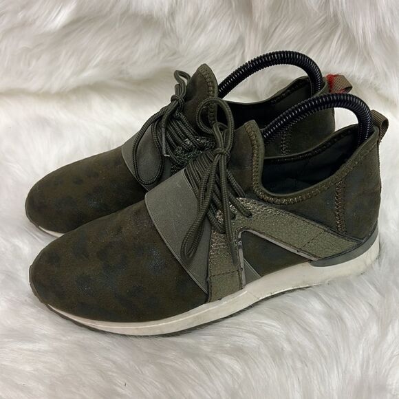 TopModa Green Leopard Print Sneakers Size 7.5 Bin 22 - Picture 2 of 12